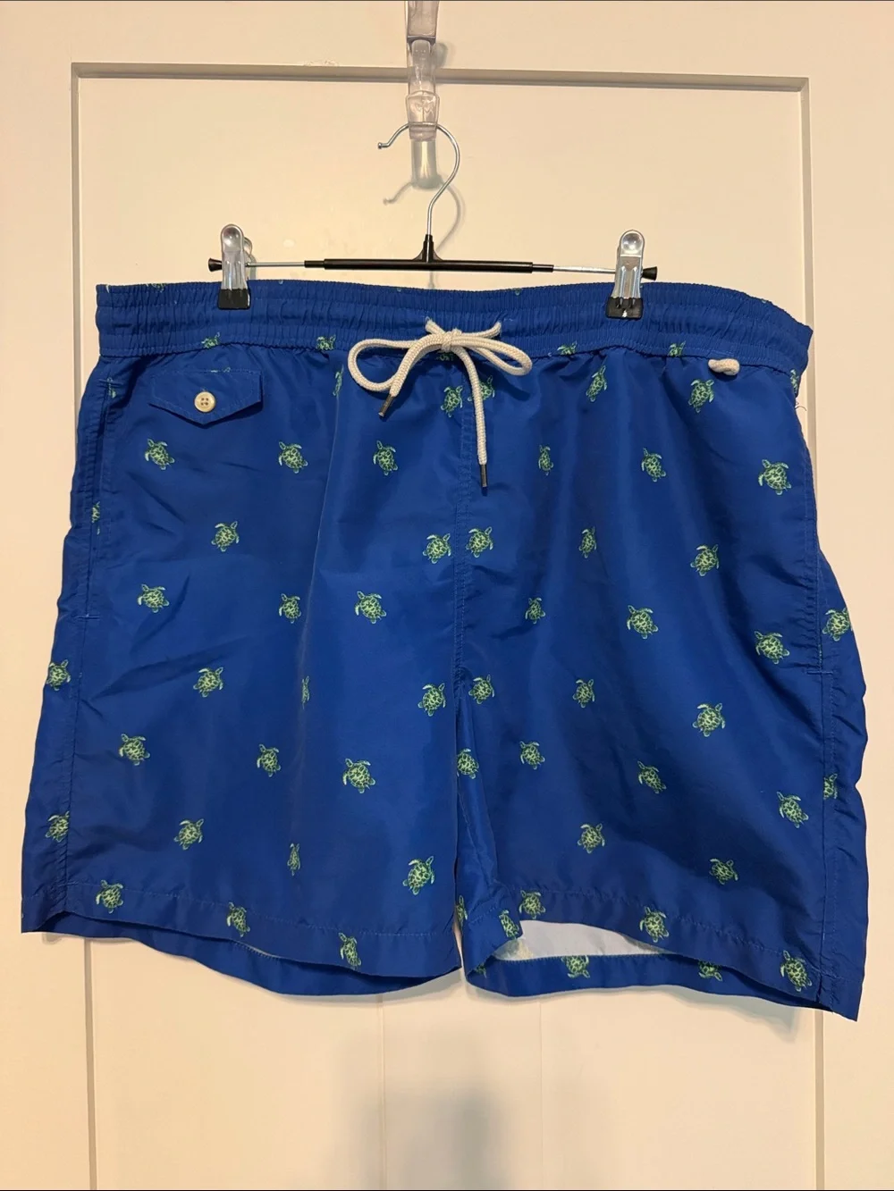 Polo by Ralph Lauren Royal Blue Swim Trunks with Green Turtle Motif